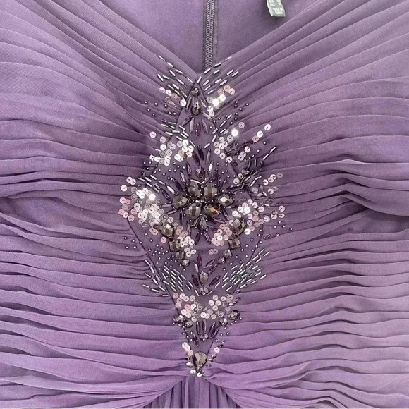 Adrianna Papell Women's Purple Gown 12 Sequin Ruched Party Formal Evening Prom - Picture 6 of 15